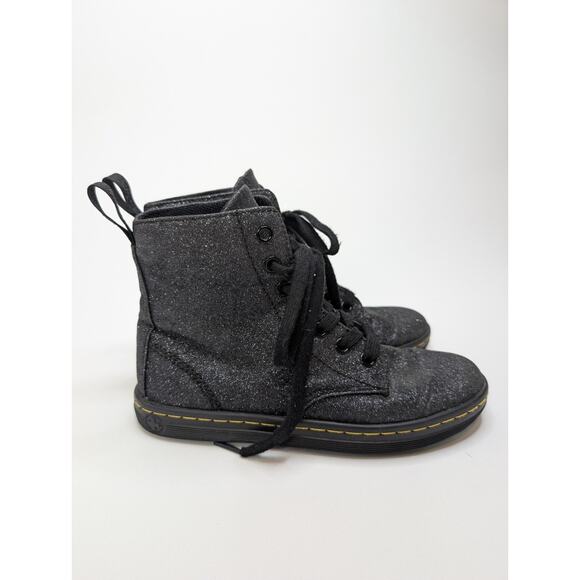 Dr. Martens Hackney Black Glitter Leather Combat Boots Women's US 5 - Picture 5 of 9